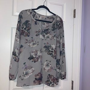 XL GREY FLOWER BLOUSE